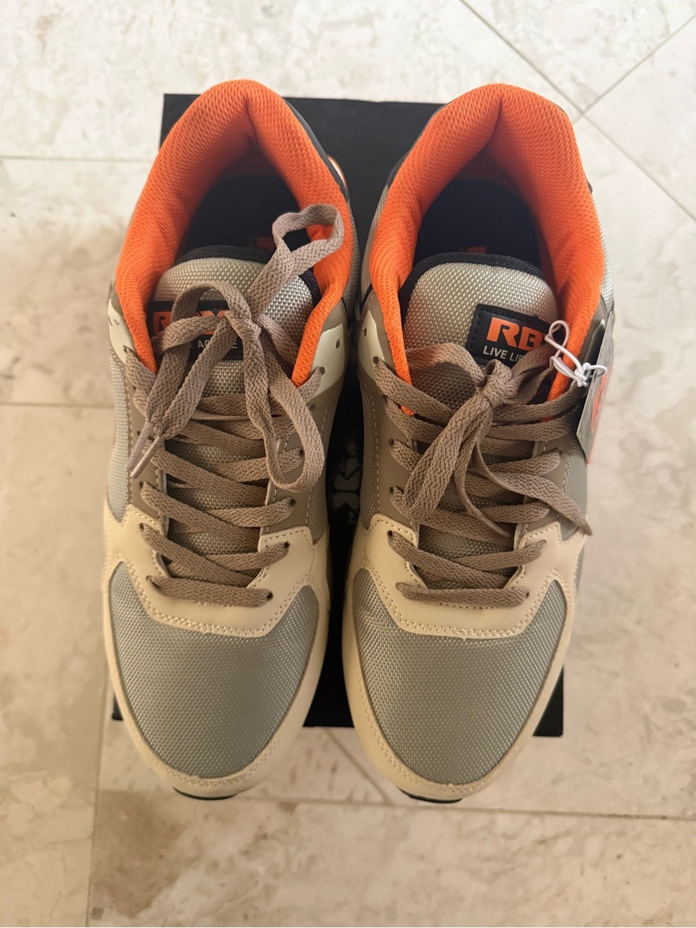 RBX Men's Gray and Orange Athletic Sneakers Size 11M (New With Box)